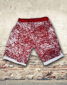 Къси памучни панталони с модерен принт - червени