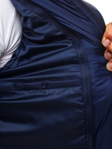 Шушляково мъжко яке с издължен дизайн - тъмно синьо
