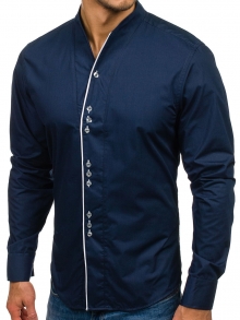 Класическа мъжка риза НОВ МОДЕЛ с три копчета Синя