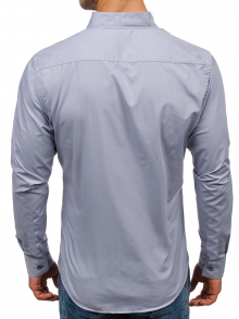 Нов модел мъжка риза с по три копчета - сива