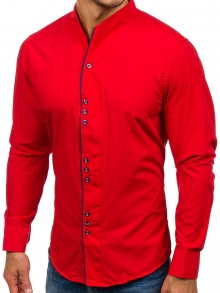 Нов модел мъжка риза с по три копчета - червена