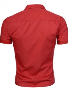 Стилна мъжка риза с къс ръкав Червена