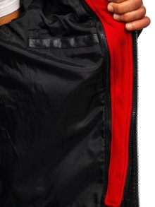 Мъжко кожено яке - Черно с Червено