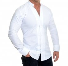 Спортно-елегантна бяла риза с малка яка Модел 2021г.