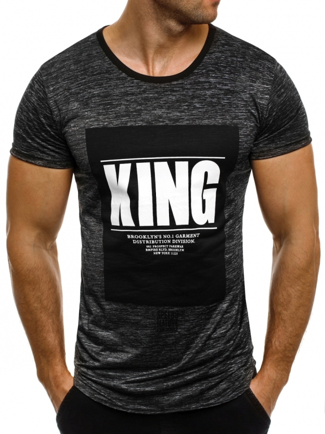 Мъжка тениска "KING" - графит