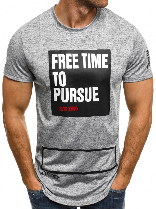 Мъжка тениска "Free Time" - сива