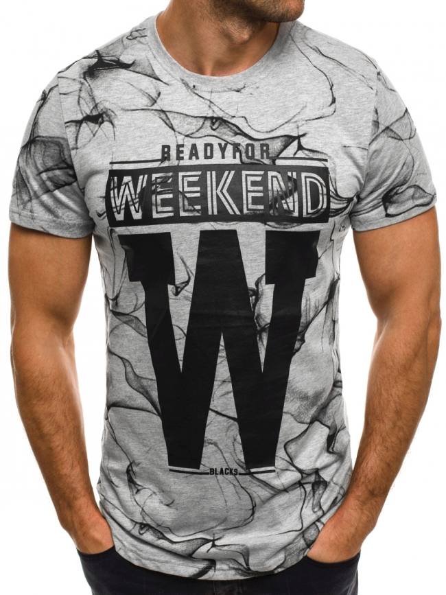 Мъжка тениска "W" - сива