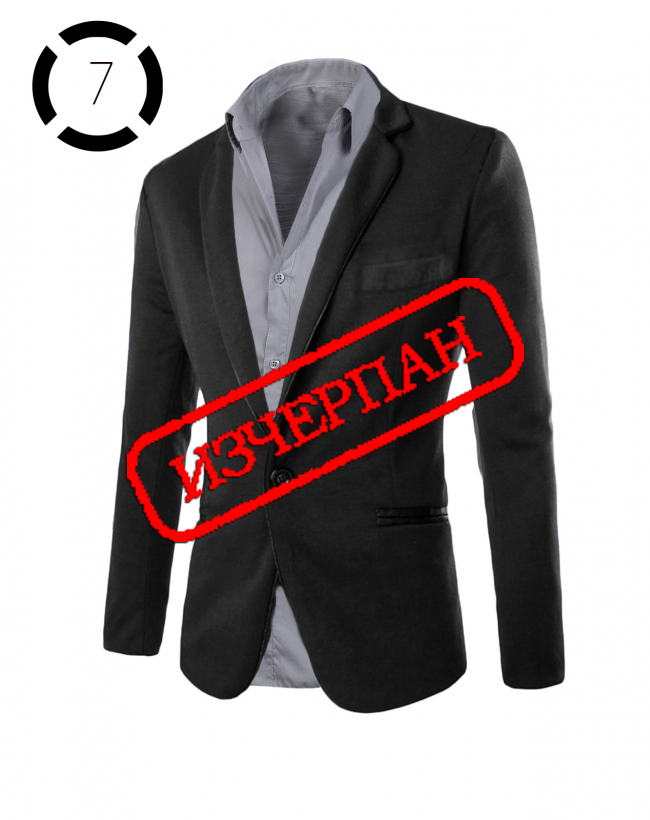 Комплект черно сако и луксозна светло сива мъжка риза втален модел