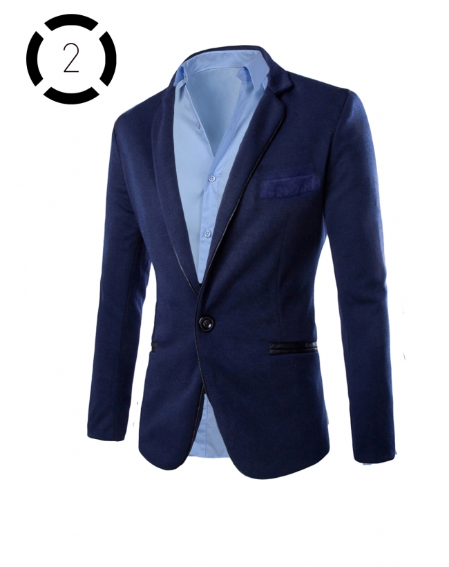 Комплект синьо сако със светло синя риза