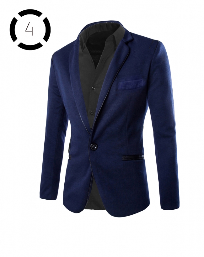 Комплект синьо сако и спорно-елегантна мъжка риза