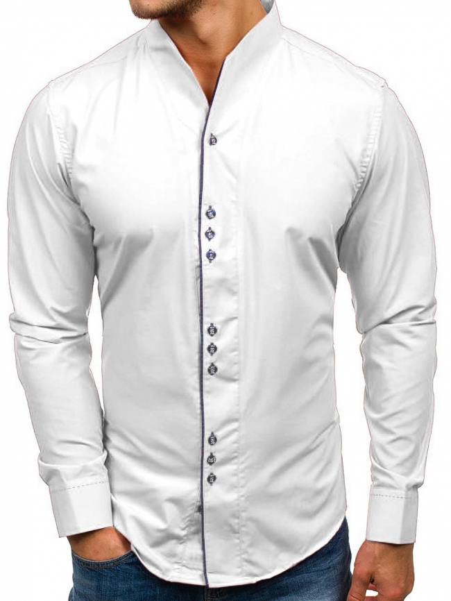 Класическа мъжка риза НОВ МОДЕЛ с три копчета Бяла
