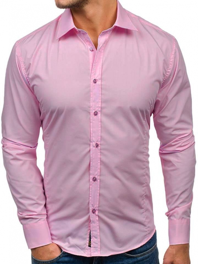 Нов модел мъжка риза в Пастелено-розов цвят 2021