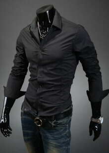 Спорно-елегантна мъжка риза черна