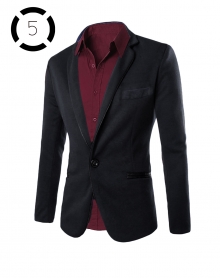 Комплект черно сако и вталена мъжка риза цвят бордо