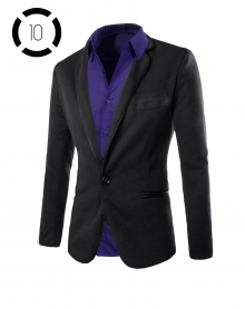 Комплект черно сако и луксозна лилава риза втален модел