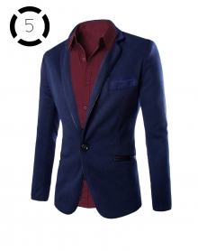 Комплект синьо сако и вталена мъжка риза цвят бордо
