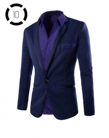 Комплект синьо сако и луксозна лилава риза втален модел