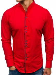 Нов модел мъжка риза с по три копчета - червена
