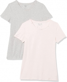 Комплект от 2 броя Дамска стандартна тениска Памук Розова и Светло сива
