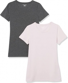 Дамска тениски с кръгло деколте 2 броя в комплект Розова и Тъмно сива